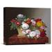 Global Gallery 'Still Life of Roses in a Basket on a Ledge' by Johan Laurents Jensen Painting Print on Wrapped Canvas in Brown/Green/Red | Wayfair