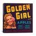 Winston Porter Golden Girl Apples Vintage Crate Label Vintage Advertisement on Canvas in Black/Brown/Yellow | 12 H x 12 W x 0.75 D in | Wayfair