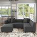 Gray/Brown Sectional - Steelside™ Easton 97.5" Wide Right Hand Facing Corner Sectional w/ Ottoman Polyester | 27.5 H x 97.5 W x 65.5 D in | Wayfair