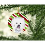 The Holiday Aisle® Bichon Frise Holiday Christmas Hanging Figurine Ornament Ceramic/Porcelain in Blue/Green/Red | 3 H x 3 W x 0.25 D in | Wayfair