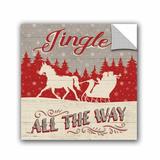 The Holiday Aisle® North Pole Express Holiday in the Woods Wall Decal Canvas/Fabric in Brown/Gray/Red | 14 H x 14 W in | Wayfair