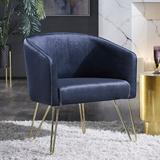 Barrel Chair - Willa Arlo™ Interiors Grimsley 26.5" Wide Barrel Chair Wood/Velvet/Fabric in Gray/White/Brown | 30.6 H x 26.5 W x 25 D in | Wayfair
