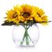 August Grove® Mixed Silk Sunflowers Floral Arrangement in Pot Silk in Orange/Yellow | 10 H x 8 W x 8 D in | Wayfair