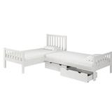 Alcott Hill® Ratcliff Twin Solid Wooden Brazilian Pine L-Shaped Platform Bed Set w/ Underbed Storage in White | 39 H x 39 W x 118 D in | Wayfair
