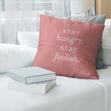 East Urban Home Handwritten Stay Hungry Quote Pillow Cover (No Fill) - Faux Leather/Suede in Red/White | 20 H x 20 W x 0.5 D in | Wayfair