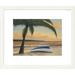Highland Dunes 'Coastal Golden Sunset' Framed Graphic Art Wood/Paper in Blue/Brown/Green | 20 H x 24 W x 1.5 D in | Wayfair