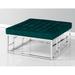 Mercer41 Pitzer 36" Velvet Tufted Square Cocktail Ottoman Velvet in Green/White | 18 H x 36 W x 36 D in | Wayfair AE490631CB8B4F679120D160BBB793E4