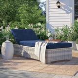 Beachcrest Home™ Bannister 77" Long Reclining Single Chaise w/ Cushion Wicker/Rattan in Gray | 16 H x 31 W x 77 D in | Outdoor Furniture | Wayfair