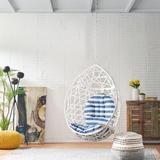 Bay Isle Home™ Whetzel Porch Swing Wicker/Rattan in Blue/White | 49 H x 37.25 W x 23.25 D in | Wayfair 72430EC1E9554C739BBA41228594118C