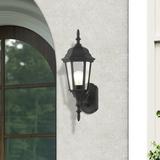 Lark Manor™ Heaney 17.25" H Beveled Glass Outdoor Wall Lantern Aluminum/Glass/Metal in Black | 17.25 H x 6.5 W x 6.5 D in | Wayfair