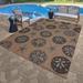 Brown 63 x 0.25 in Area Rug - Gertmenian Paseo Starfish Havana/Beige Nautical Sand Dollar/Starfish Indoor/Outdoor Flatweave Polypropylene | Wayfair