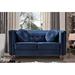 House of Hampton® Eveland 58.3" Velvet Tuxedo Arm Chesterfield Loveseat Velvet in Blue | 31.5 H x 58.3 W x 31.1 D in | Wayfair