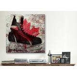 Winston Porter Canada Hockey Ice Skates - Graphic Art Print on Canvas in Black/Red | 12 H x 12 W x 0.75 D in | Wayfair