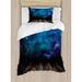 East Urban Home Galaxy Outer Space Duvet Cover Set Microfiber in Blue | Twin | Wayfair nev_22408_twin