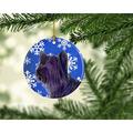 The Holiday Aisle® Skye Terrier Winter Snowflakes Holiday Christmas Hanging Figurine Ornament /Porcelain in Blue/White | Wayfair