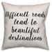 Latitude Run® Difficult Roads Lead to Beautiful Destinations Throw Pillow Polyester/Polyfill blend | 16 H x 16 W x 1.5 D in | Wayfair