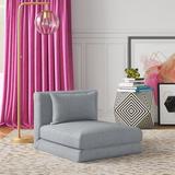 Convertible Chair - Etta Avenue™ Teen Elisabeth 73.99Cm Linen Convertible Chair Polyester/Metal in Yellow | 21.65 H x 29.13 W x 32.28 D in | Wayfair