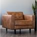 Club Chair - Corrigan Studio® Arsenault 36" Wide Tufted Club Chair Faux Leather/Wood in Brown | 30 H x 36 W x 33 D in | Wayfair