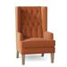 Wingback Chair - Everly Quinn Searle 30" Wide Tufted Wingback Chair Fabric in Gray/Brown | 48 H x 30 W x 34 D in | Wayfair