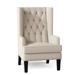Wingback Chair - Everly Quinn Searle 30" Wide Tufted Wingback Chair Fabric in White/Brown, Size 48.0 H x 30.0 W x 34.0 D in | Wayfair