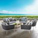 Stance 6 Piece Outdoor Patio Aluminum Sectional Sofa Set by Modway Wood/Metal in Gray | Wayfair EEI-3173-WHI-GRY-SET