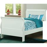 Canora Grey Meisel Low Profile Sleigh Bed Wood in White | 47 H x 41.25 W x 87 D in | Wayfair 2B58D782D1574711A33F78499AC2A4B5