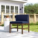 Red Barrel Studio® Patio Chair w/ Cushions Wood in Blue/White/Brown | 30.25 H x 24.5 W x 24.5 D in | Wayfair F5D1B161FC3741F4BA45B4590DCC2FF5