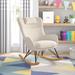 Mack & Milo™ Vedika Rocking Chair in White/Brown | 38.5 H x 30 W x 39.38 D in | Wayfair BFB9B9D039B9458094F07B2A5DE29D21