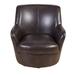 Barrel Chair - Brayden Studio® Starine 32" Wide Swivel Barrel Chair Faux Leather/Fabric in Brown | 33 H x 32 W x 27 D in | Wayfair