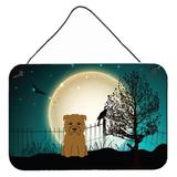 The Holiday Aisle® Halloween Scary English Bulldog Brindle Banner Metal in Green/Gray/White | 8 H x 12 W x 0.03 D in | Wayfair