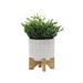 Dakota Fields Ceramic Planter on Wooden Stand - Dotted Design w/ Aztec Style Look - Planter for Indoor or Outdoor Plants Ceramic in Brown | Wayfair