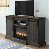 Sand & Stable™ Ellsbury TV Stand for TVs up to 70" w/ Electric Fireplace Included Wood in Gray | 34.5 H in | Wayfair