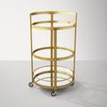 AllModern Sava Mirrored Bar Cart Glass/Steel in Yellow | 36 H x 21.5 W x 21.5 D in | Wayfair ACF2278ADF7C4EE4BB7A43645B46F890