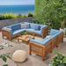 AllModern 9 Piece Teak Sectional Seating Group w/ Cushions Wood/Natural Hardwoods in Brown/White | Outdoor Furniture | Wayfair
