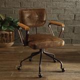 Williston Forge Hiran Genuine Leather Task Chair Upholstered in Brown | 32 H x 24 W x 25 D in | Wayfair 2F4B119E9E0049BA88A65E09BB5A2538