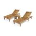 17 Stories Reclining Chaise Lounge w/ Table Wood/Solid Wood in Brown | 31 H x 24 W x 78.75 D in | Outdoor Furniture | Wayfair