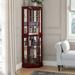 Andover Mills™ Schmidt Wood/Glass Lighted Corner Curio Cabinet 72" H Wood/Glass in Brown | Wayfair 23CCB7A281DF48A88B962D8FB173C9C5