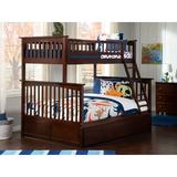 Viv + Rae™ Blaisdell Solid Wood Bunk Bed w/ Safety Rails, Ladder & Trundle Wood in Brown | 68.125 H x 58.375 W x 80.5 D in | Wayfair