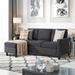 Gray/Brown Sectional - Lark Manor™ Aadvik 77.55" Cotton Blend Square Arm Modern Standard Sofa Chaise w/ Reversible Cushions Cotton | Wayfair