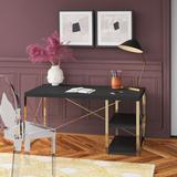 Mercer41 Desk Wood/Metal in Black | 23 H x 47 W x 25 D in | Wayfair E69E66FE493A4882BACF3CDA1C6ADB0A