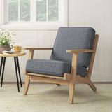 Armchair - Sand & Stable™ Jonesport 34.4" W Armchair Wood/Cotton in Gray/Brown | 33.9 H x 34.4 W x 28.7 D in | Wayfair