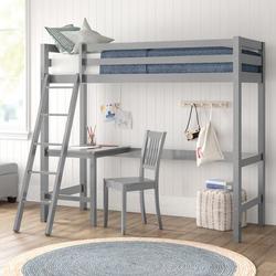 Harold Twin Loft Bed w/ Built-in-Desk & Chair by Viv + Rae™ kids in Gray | 69.5 H x 52 W x 80 D in | Wayfair EF0363283C2F48179A21896790686C75