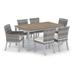 Oxford Garden Travira & Argento Rectangular 6 - Person Powder Coated Aluminum Outdoor Dining Set w/ Cushions Wood/Metal in Brown/Gray | Wayfair