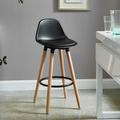 Corrigan Studio® Rochefort 26" Counter Stool Wood in Black/Brown | 34.75 H x 15.5 W x 16.73 D in | Wayfair 2E95FE70EE3248EFBF38591E62874F6B