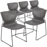 Inbox Zero Oliverson 661 lb. Capacity Full Back Stack Chair w/ Powder Coated Frame Plastic/Acrylic/ in Gray/Black | Wayfair