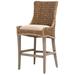 Benjara Wicker & Fabric Barstool w/ Wood Frame, Set Of 2, Brown & Gray Wood/Upholstered in Brown/Gray | 45.5 H x 21 W x 21 D in | Wayfair BM228940