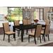 Charlton Home® Valkyries Butterfly Leaf Rubberwood Solid Wood Dining Set Wood/Upholstered in Black | Wayfair 8F03E044196646A8B07566811E904631