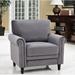 Chesterfield Chair - Mercer41 Lyme 35" Wide Tufted Velvet Chesterfield Chair Wood/Velvet in Gray, Size 33.5 H x 35.0 W x 31.0 D in | Wayfair