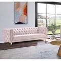 Willa Arlo™ Interiors Sickels 90" Velvet Tuxedo Arm Sofa Wood/Velvet in Pink | 30 H x 90 W x 34 D in | Wayfair 8656D02C9E90472B8AE0E36174394EC8