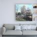 Charlton Home® Notre Dame on the Seine by Mark Lagu - Wrapped Canvas Painting Print Canvas in Blue/Gray/Green | 14 H x 14 W x 2 D in | Wayfair